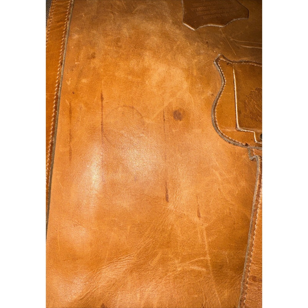 Leather Tote Laptop Bag Genuine Leather Top Handles Zippers Expandable Brown 15" - Picture 13 of 16